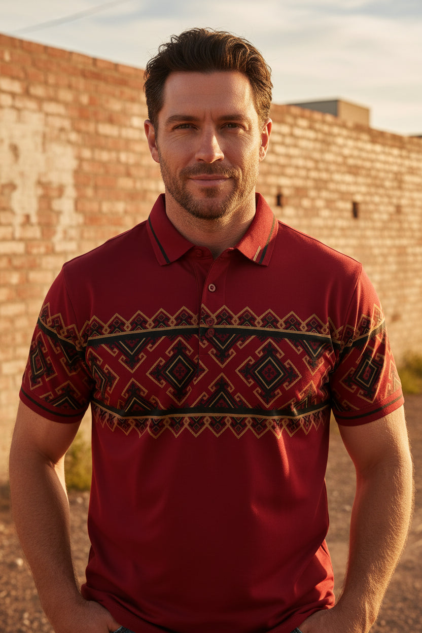 MENS BURGANDY 28240 WESTER POLO SHIRT