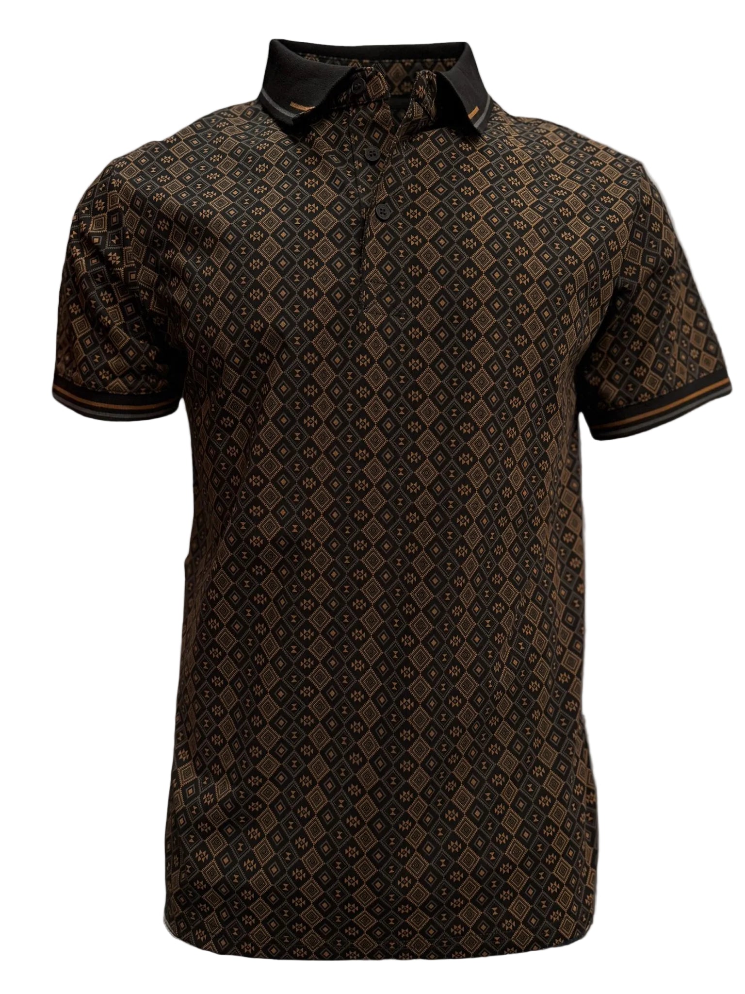 MENS BROWN-BLACK 28247 WESTER POLO SHIRT