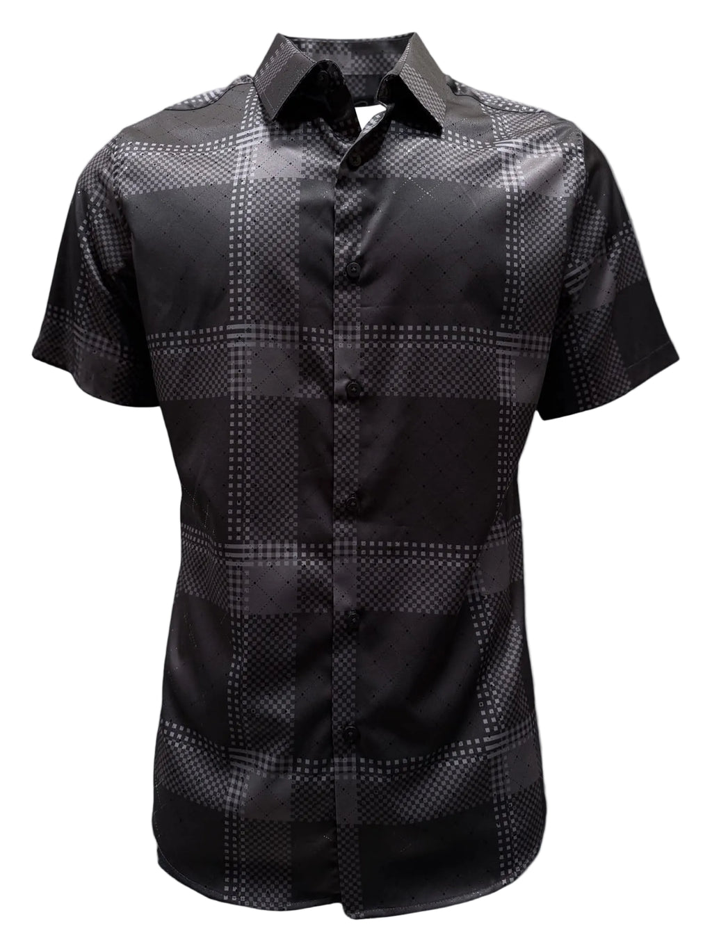 MENS SHORT SLEVE 4058 MICRO BLACK SHIRT