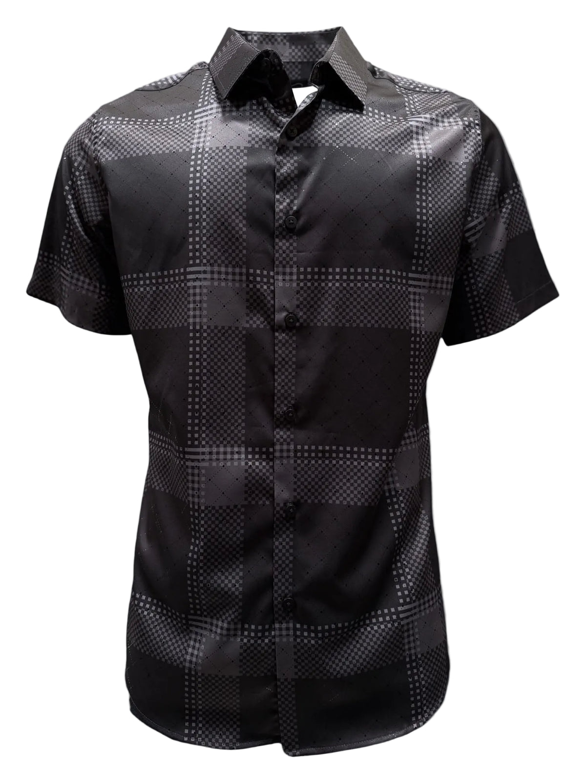 MENS SHORT SLEVE 4058 MICRO BLACK SHIRT